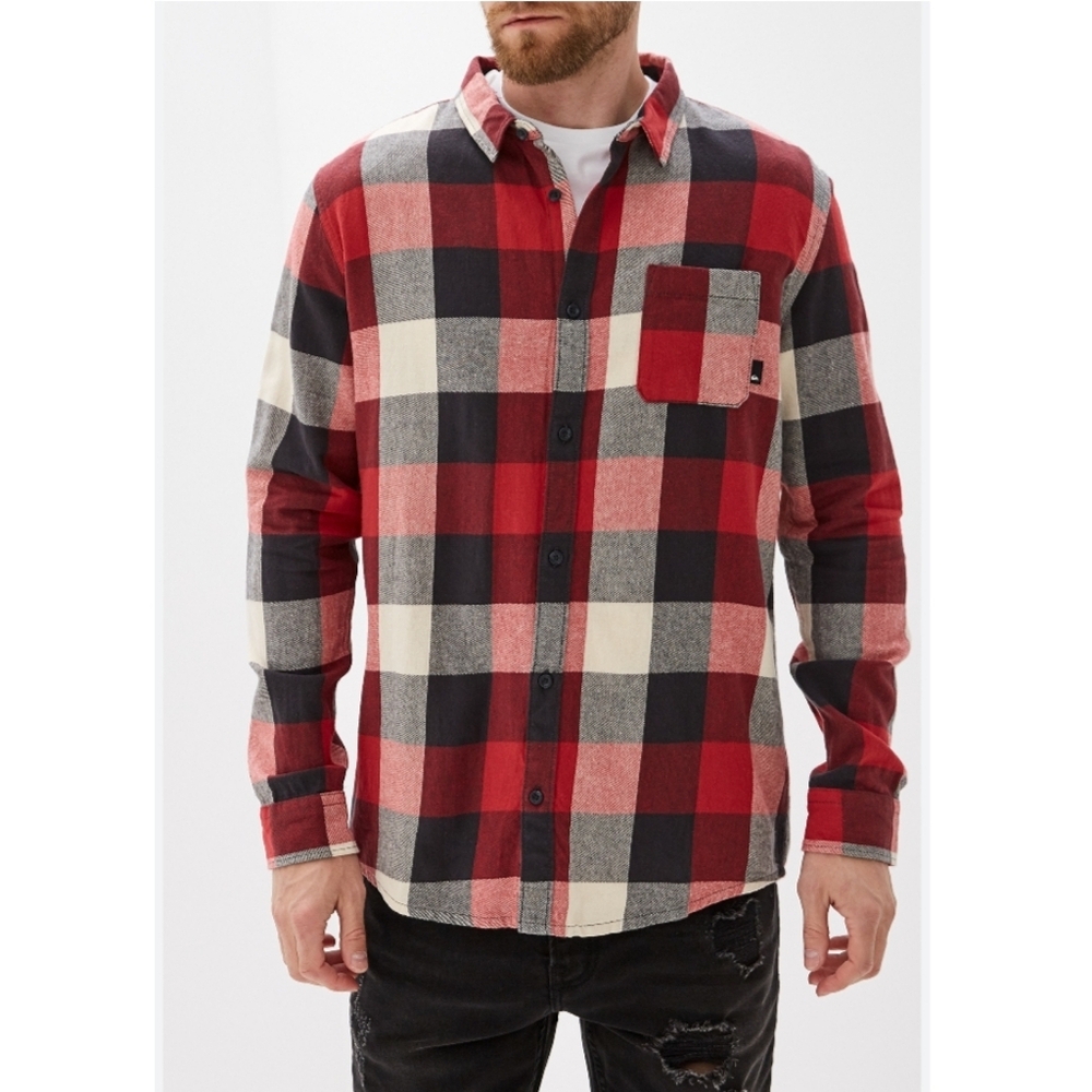 Quicksilver 100% Cotton Flannel Plaid Button Down Mens Shirt Sz M